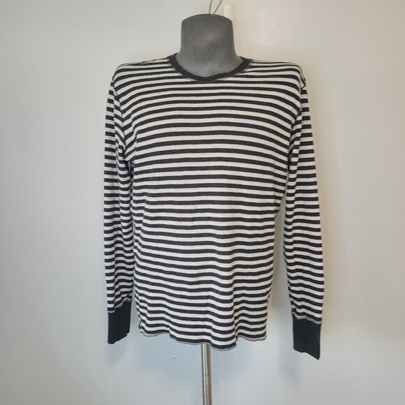 Lululemon Binary Crew White Heathered Black Super Wide Load Stripe Size L - Picture 1 of 14